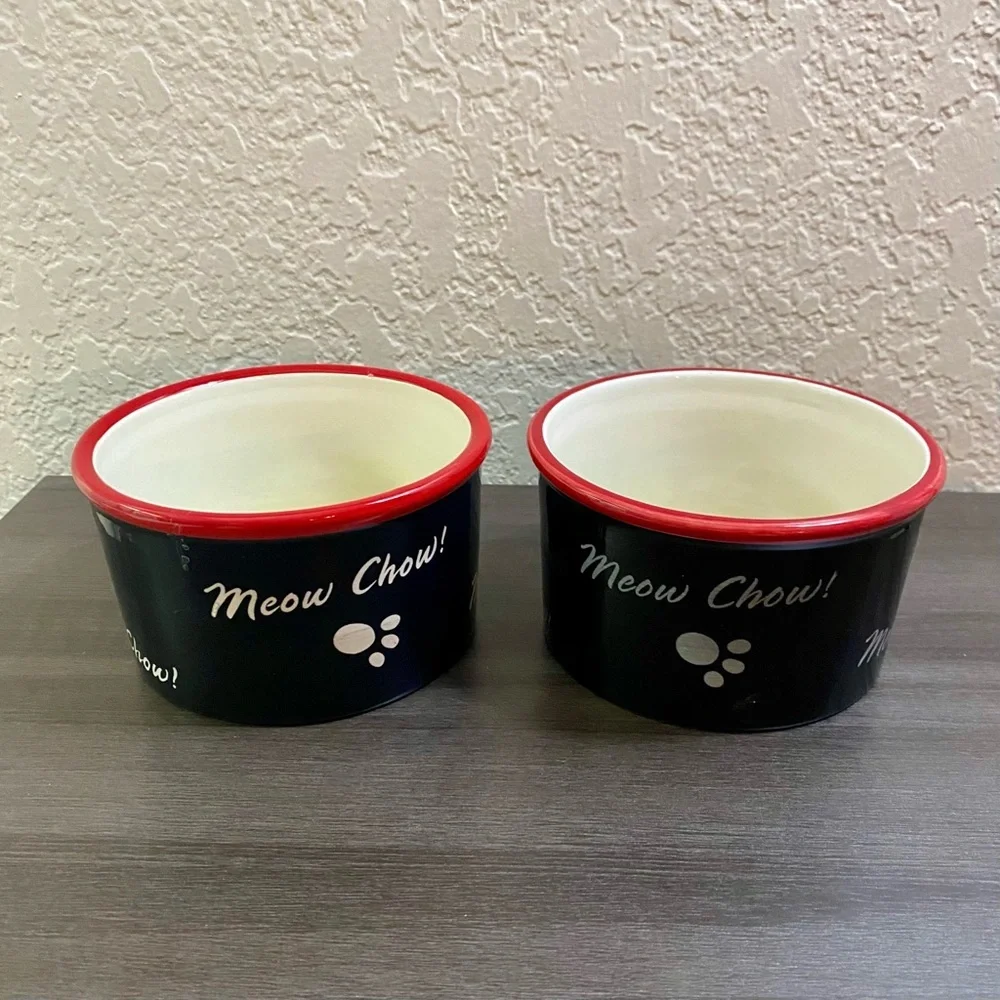 Tracey Flickenger Certified International Cat Meow Chow Bowls